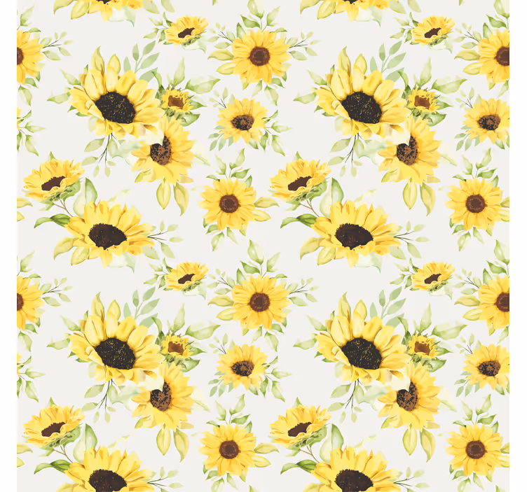 Papel tapiz textura patrón de girasoles acuarela - TenVinilo