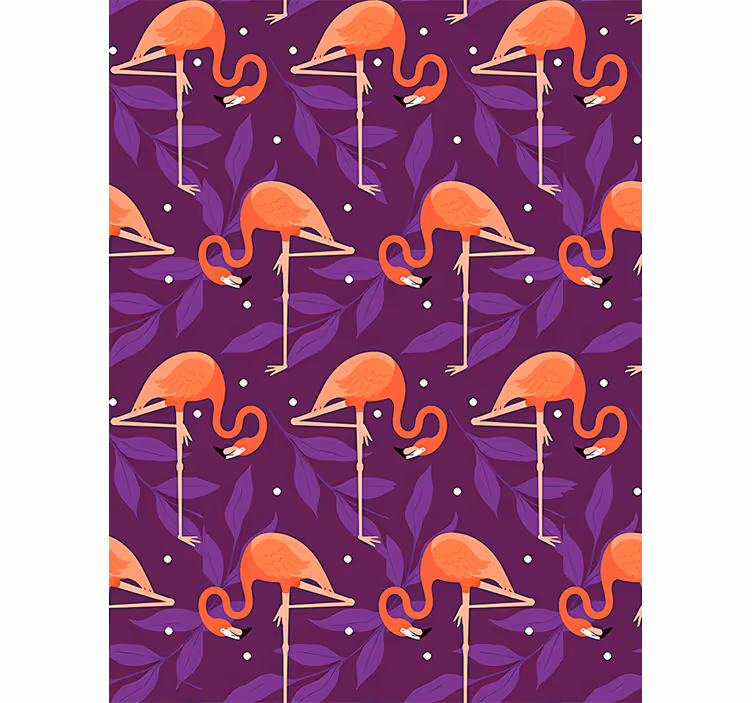 Papel tapiz pájaros flamencos tropicales rosas - TenVinilo