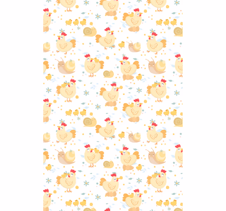 Papel tapiz animales granja de pollos y caracoles - TenVinilo