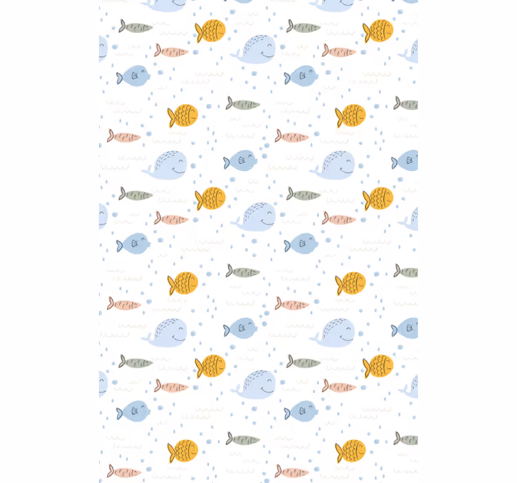 Papel tapiz animales peces de dibujos multicolores - TenVinilo