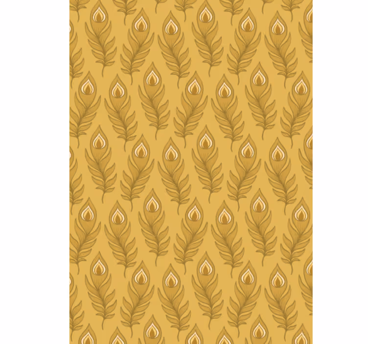 Papel tapiz animales pavo floral azul con flores doradas - TenVinilo