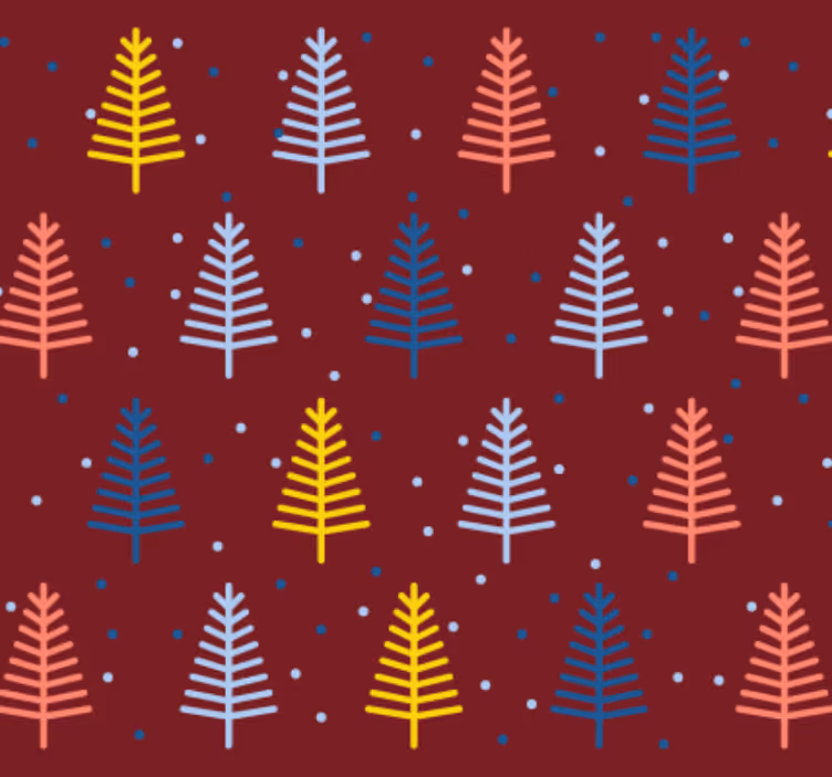 Papel tapiz navidad patrón de árboles rojos - TenVinilo
