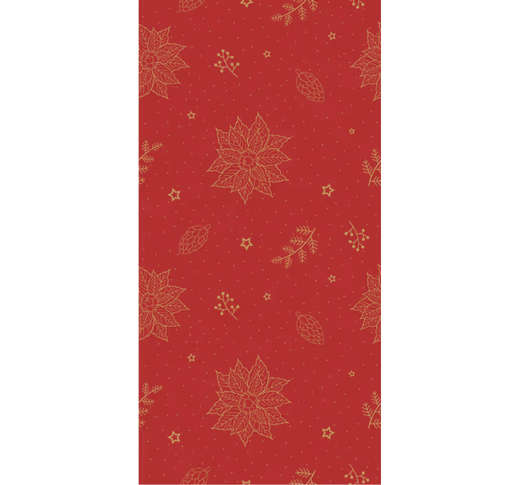 Papel tapiz navidad patrón navideño con flores vintage - TenVinilo