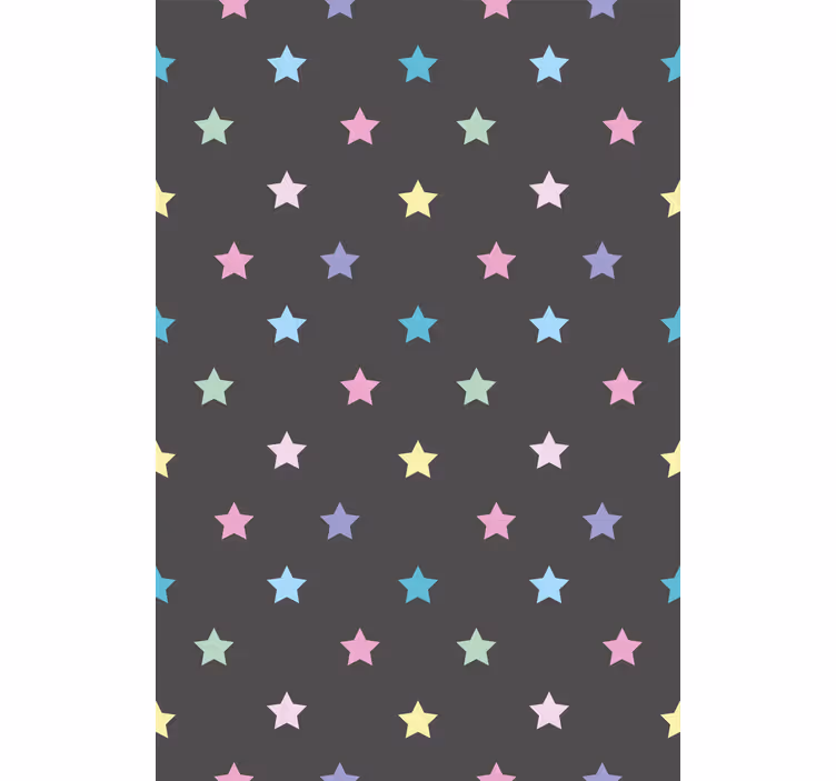 Papel tapiz pasillo estrellas de colores sobre fondo gris - TenVinilo