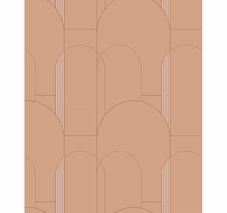 Papel tapiz comedor patrón circular geométrico terracota - TenVinilo