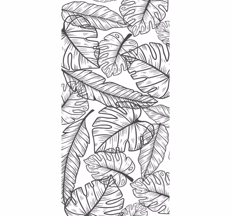 Papel tapiz naturaleza contornos de hojas grandes - TenVinilo