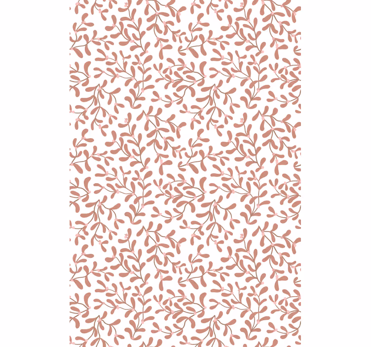 Papel tapiz naturaleza patrón hojas pequeñas terracota - TenVinilo
