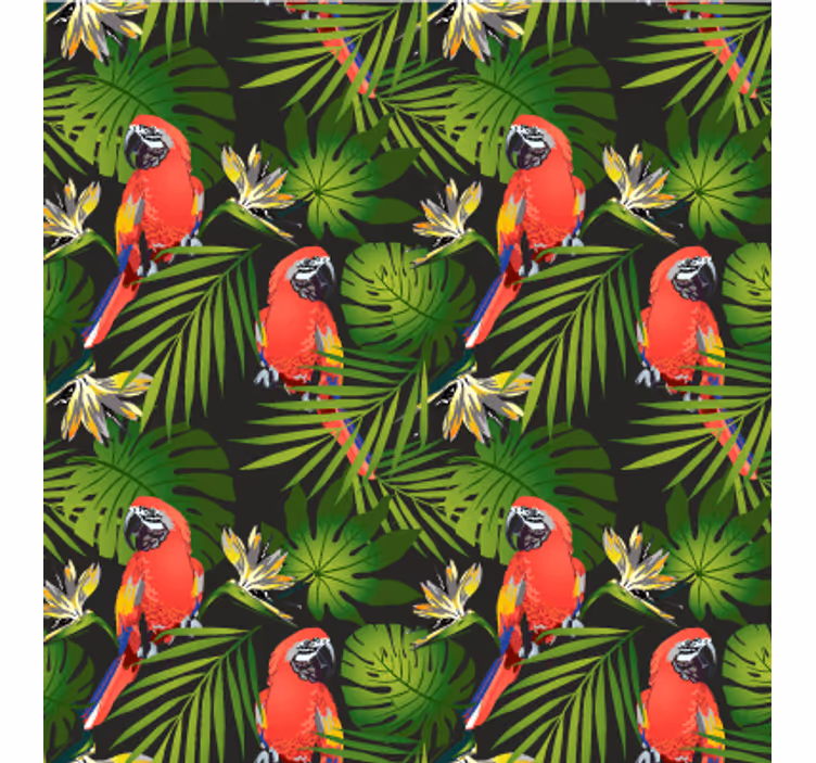 Papel tapiz naturaleza loro tropical y vegetación - TenVinilo