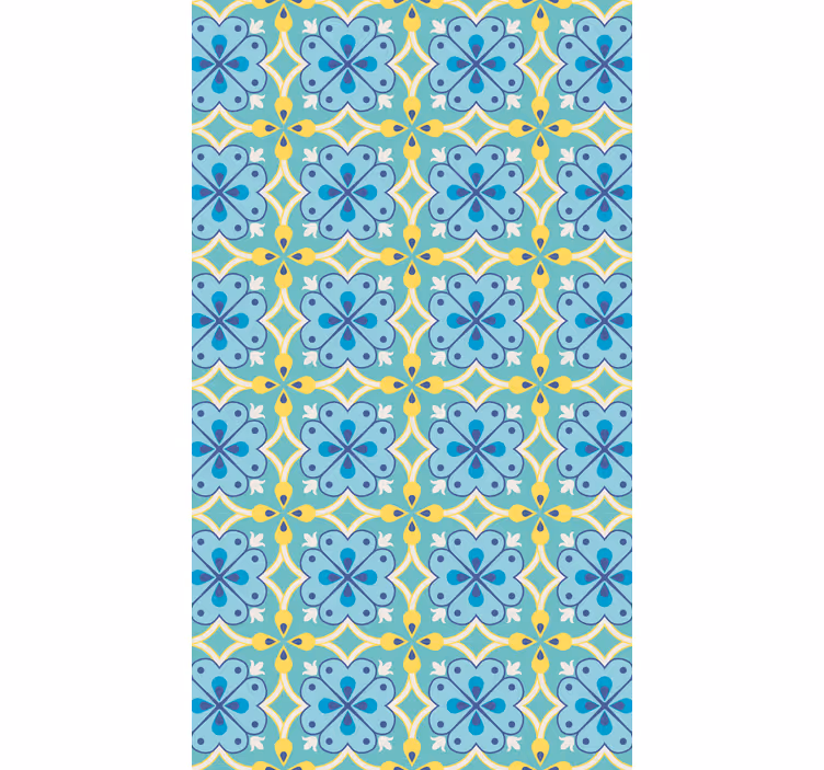 Papel tapiz azulejos elementos en flor - TenVinilo