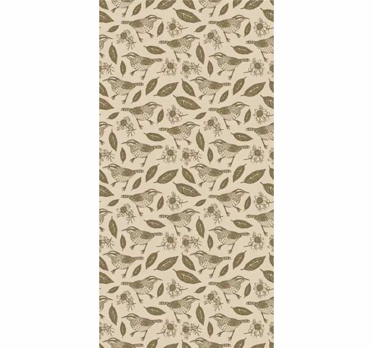 Papel tapiz infantil pájaros en naturaleza y plantas - TenVinilo