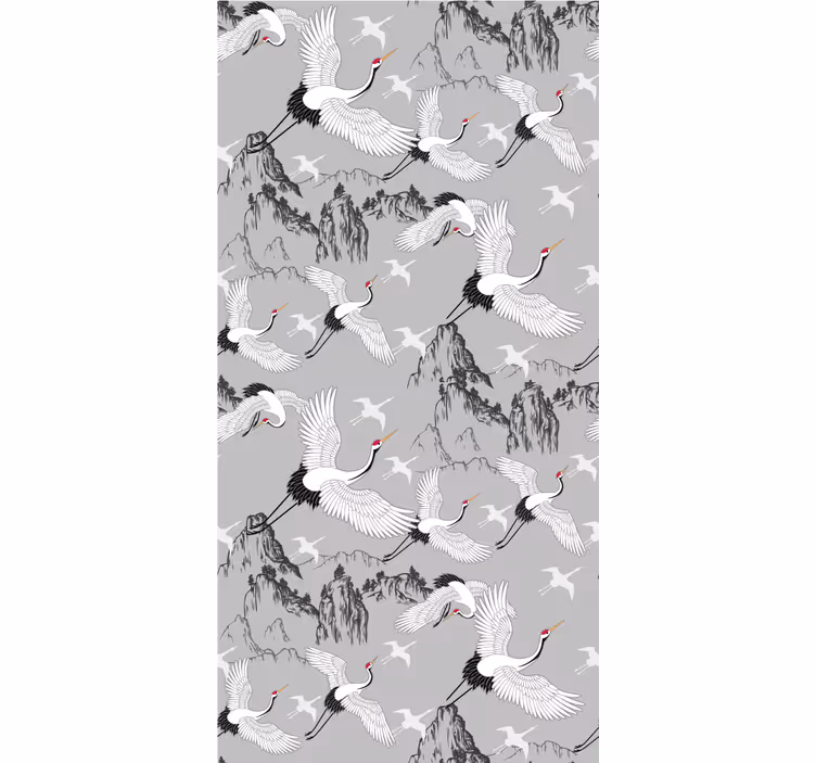 Papel tapiz infantil grúas elegantes y picos - TenVinilo