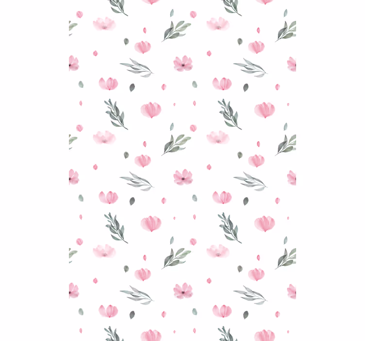 Papel tapiz infantil flores pequeñas minimalistas rosas - TenVinilo