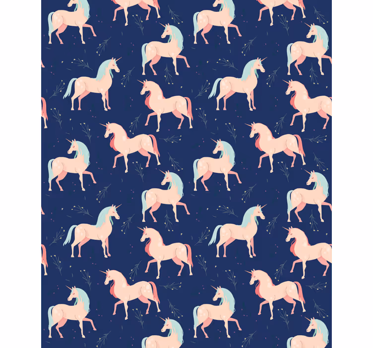 Papel tapiz infantil motivo de unicornios encantados - TenVinilo