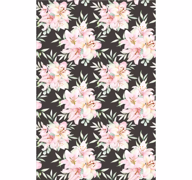 Papel tapiz pasillo patrón floral lirios acuarelados - TenVinilo