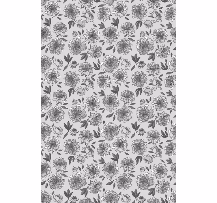 Papel tapiz pasillo patrón de peonía monocromo - TenVinilo