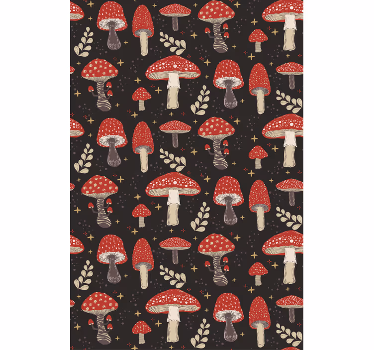 Papel tapiz pasillo arte de patrón de hongos - TenVinilo