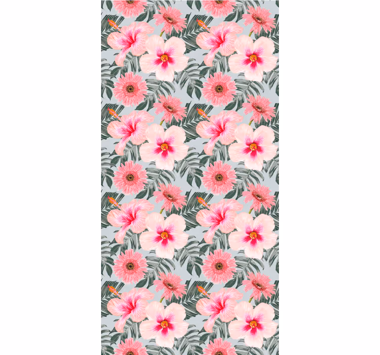 Papel tapiz pasillo hibiscos y flores - TenVinilo