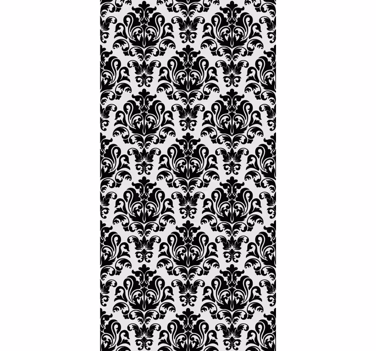 Papel tapiz clásico patrón floral en blanco y negro - TenVinilo