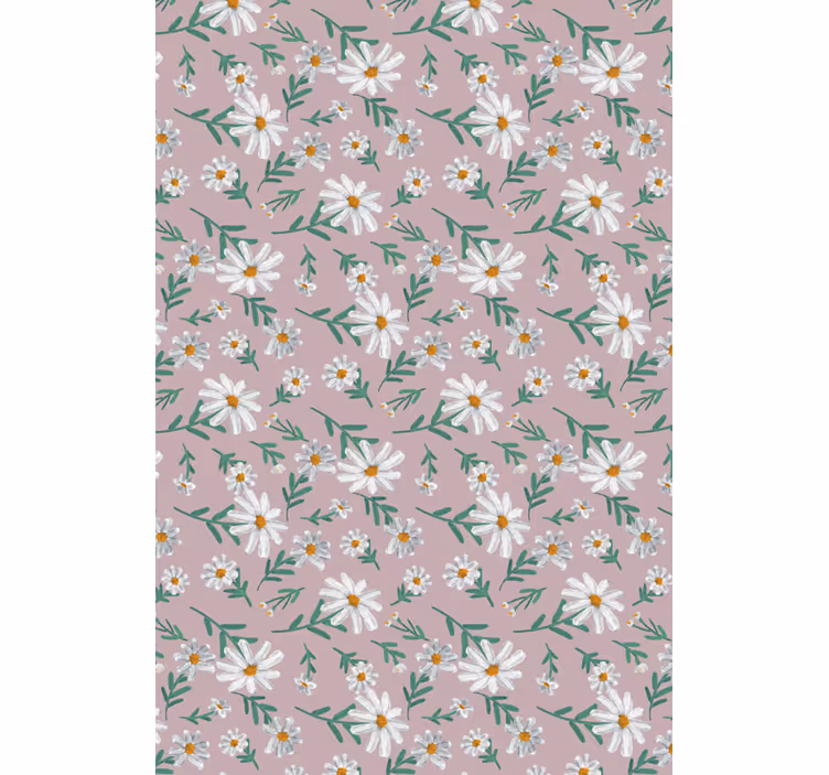 Papel tapiz para sala margaritas rosas años 70 - TenVinilo