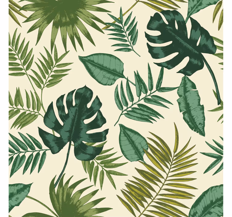 Papel tapiz para sala diseño tropical frondoso - TenVinilo