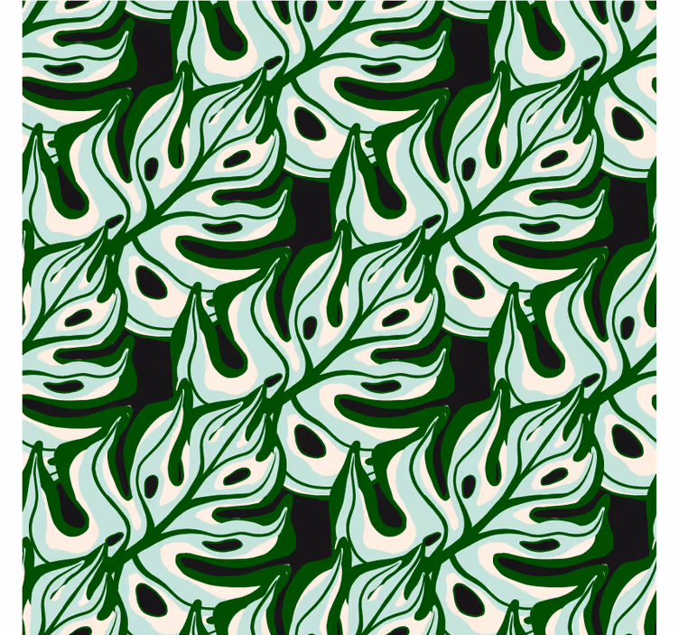 Papel tapiz flores diseño de flora salpicada negra y verde - TenVinilo
