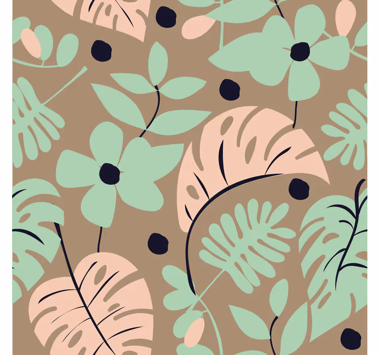 Papel tapiz flores color pastel monstera y hojas - TenVinilo