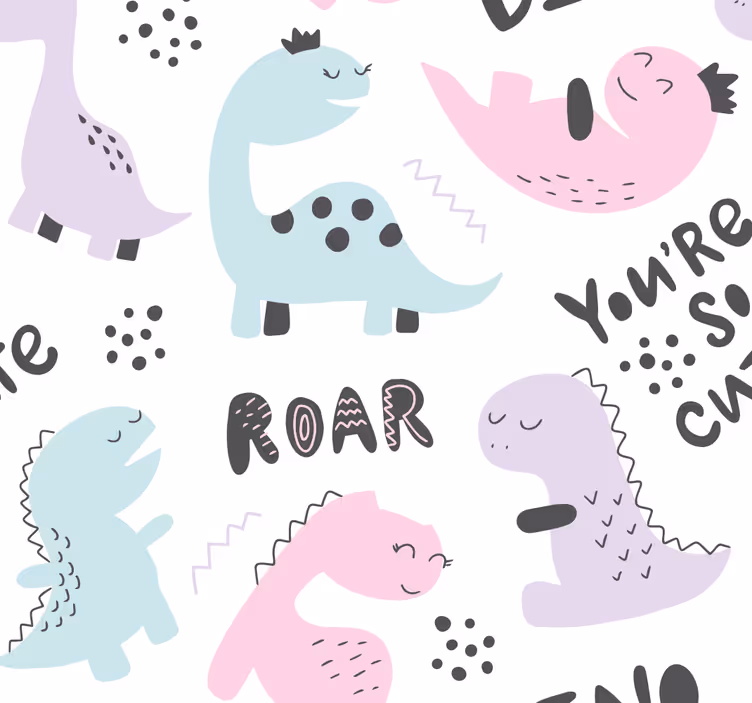 Papel tapiz dinosaurios princesa - TenVinilo