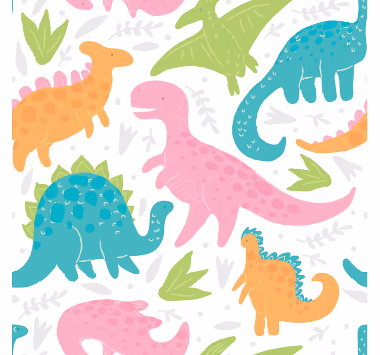 Papel tapiz dinosaurios colores pastel - TenVinilo