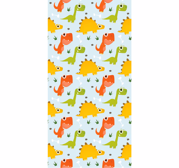 Papel tapiz dinosaurios patrón de pequeños dinos - TenVinilo
