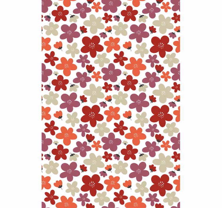 Papel tapiz oficina patrón de flores abstractas rojas - TenVinilo