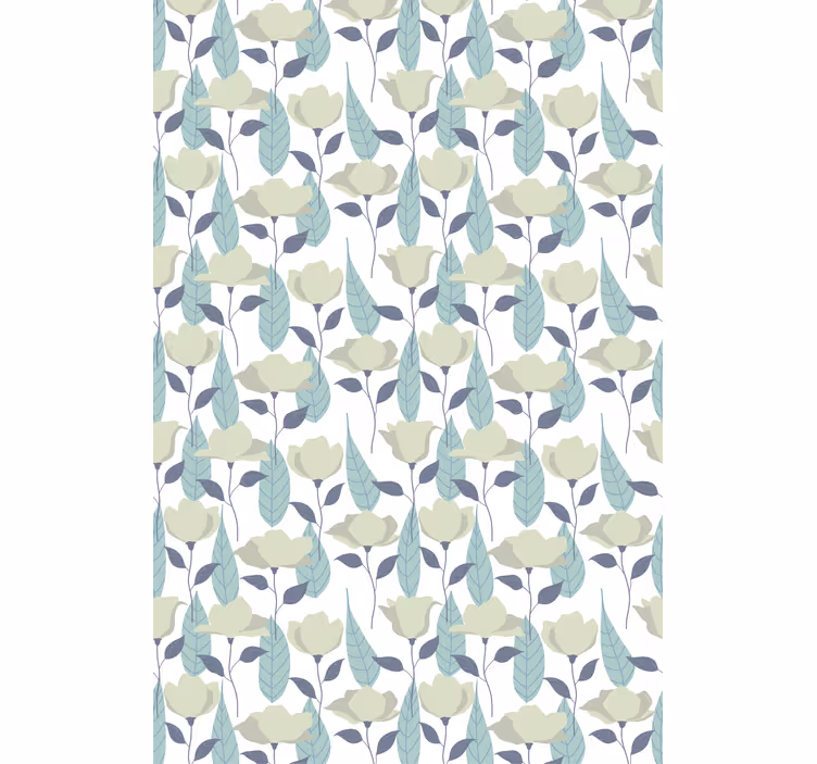 Papel tapiz oficina patrón de plantas en color pastel - TenVinilo