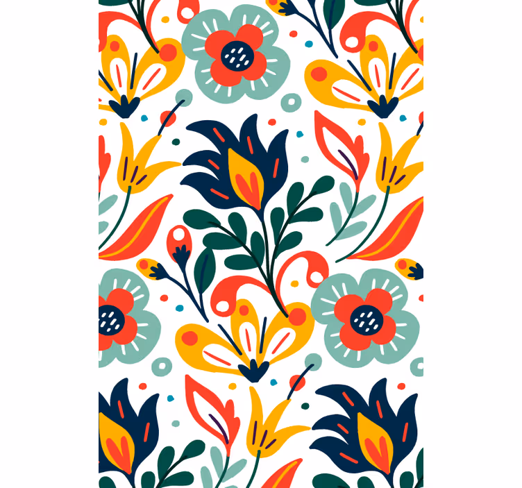 Papel tapiz moderno flores multicolores - TenVinilo