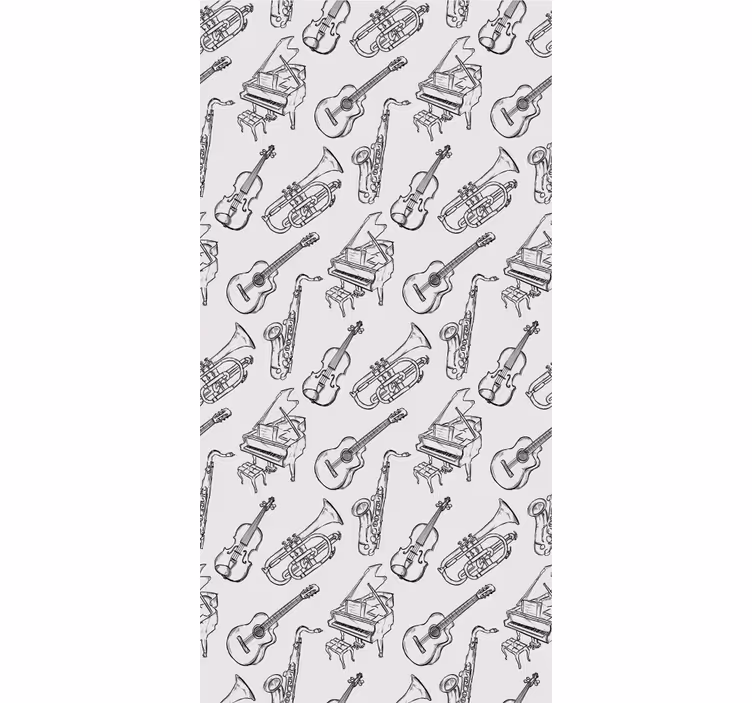 Papel tapiz moderno diseño de instrumentos musicales - TenVinilo