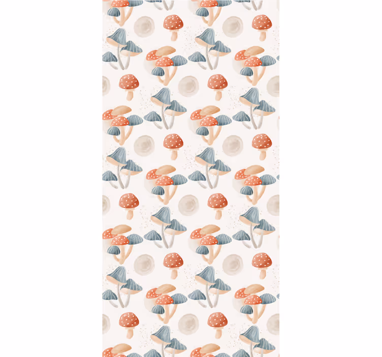 Papel tapiz moderno patrón de hongos acuarelados - TenVinilo