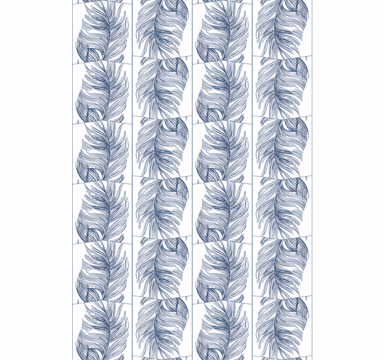 Papel tapiz moderno estilo hampton plumas azules - TenVinilo