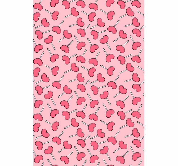 Papel tapiz moderno piruletas en forma de corazón - TenVinilo