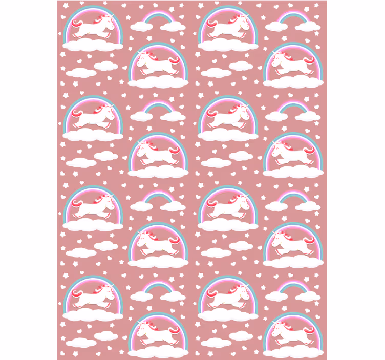 Papel tapiz infantil tema unicornio mágico - TenVinilo