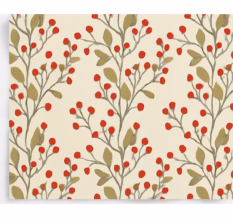Papel tapiz comedor hojas y bayas florales - TenVinilo