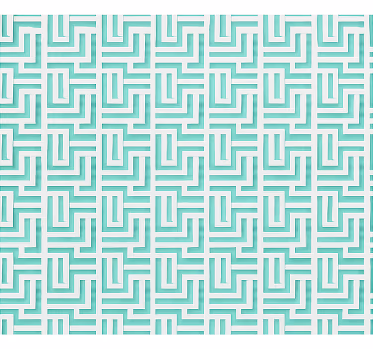 Papel tapiz comedor efecto cuadrados geométricos azules - TenVinilo