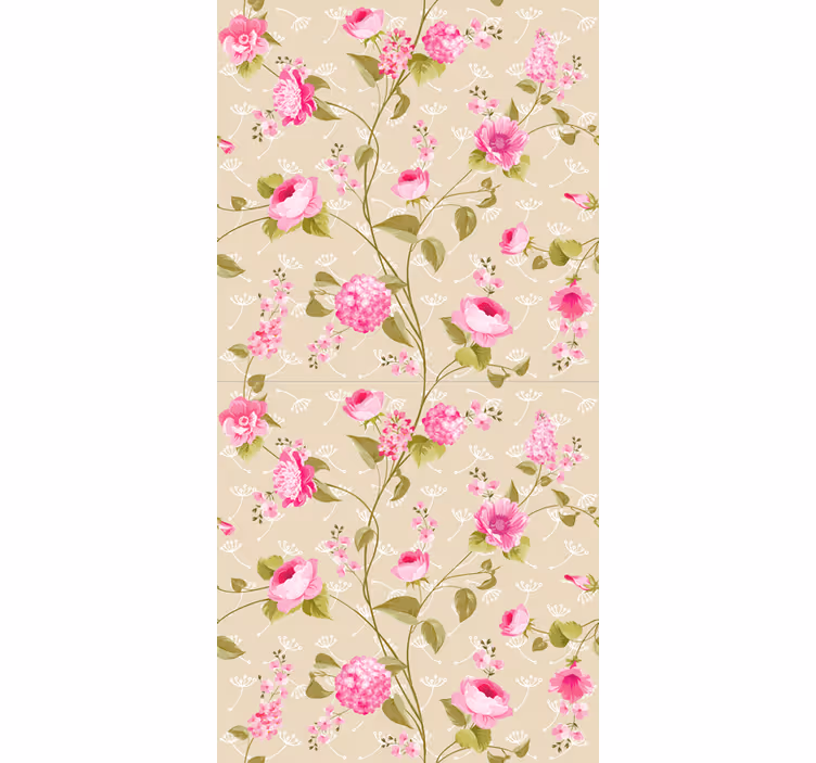 Papel tapiz comedor enredadera floral rosa - TenVinilo