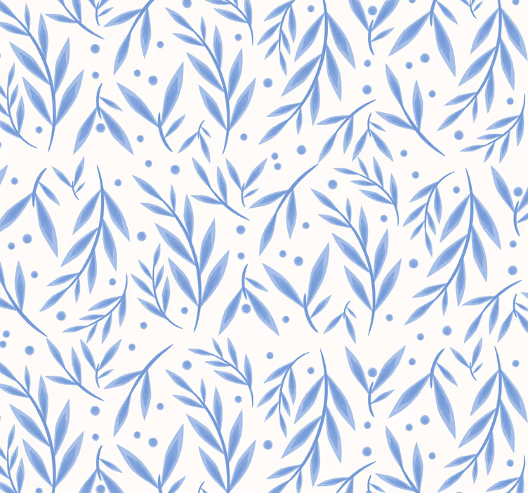 Papel tapiz baño patrón azul y blanco - TenVinilo