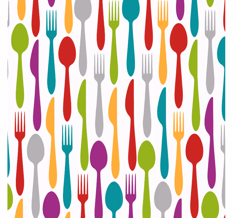 Papel tapiz cocina utensilios de comer - TenVinilo