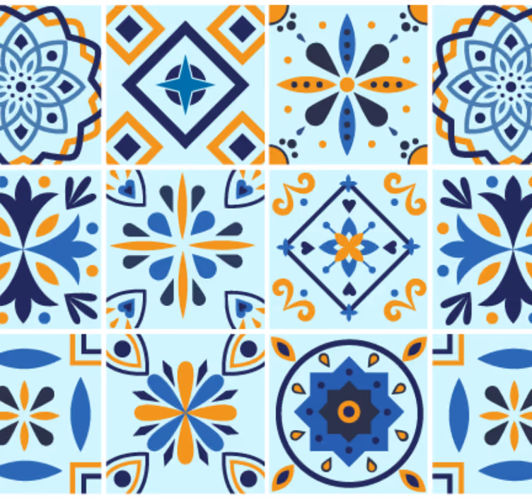 Papel tapiz cocina motivo de azulejos tradicional - TenVinilo