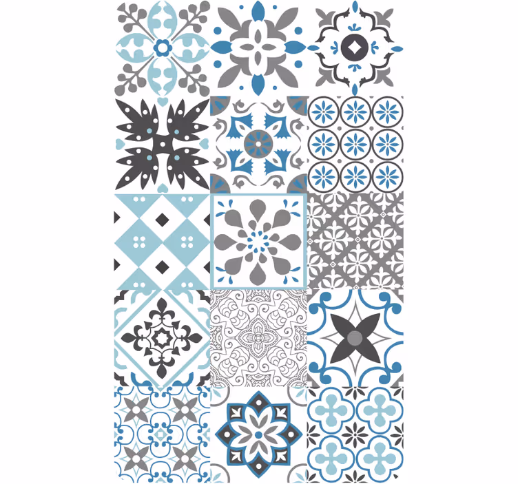 Papel tapiz cocina mosaico azul - TenVinilo
