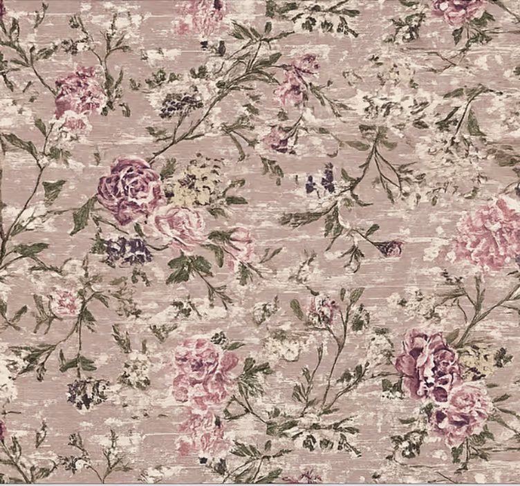 Papel tapiz para sala flores vintage púrpura - TenVinilo