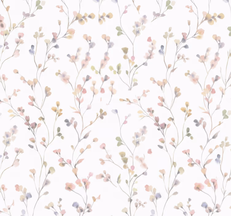 Papel tapiz para sala ramo de flores acuareladas - TenVinilo