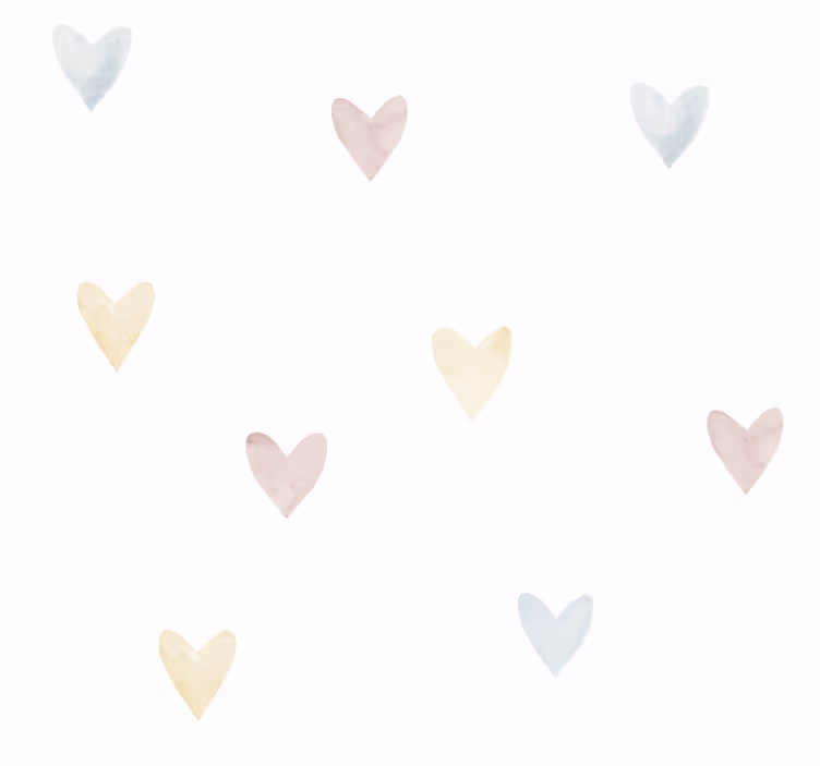 Papel tapiz recámara matrimonial corazones acuarelados pastel - TenVinilo
