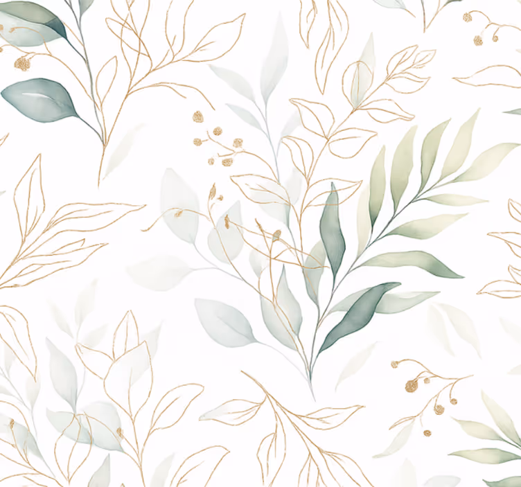 Papel tapiz recámara matrimonial vegetación acuarelada - TenVinilo