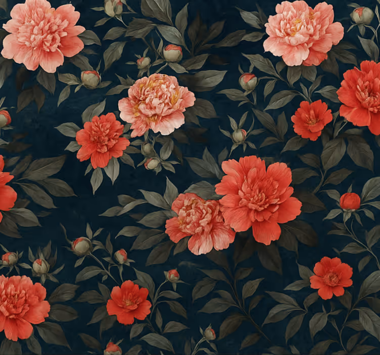 Papel tapiz para sala botánico vintage oscuro - TenVinilo