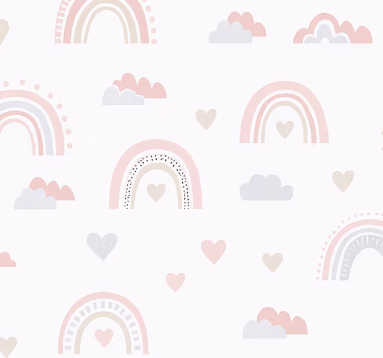 Papel tapiz infantil diseño de arcoíris rosa - TenVinilo